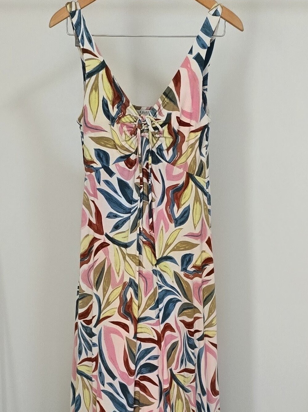 Z Supply Multi-Leaf Print Maxi Dress — Pink, Blue & Olive